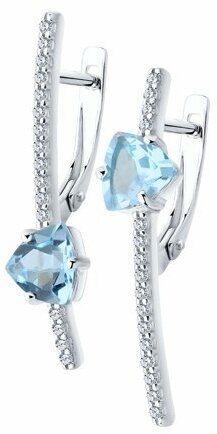 Серьги Diamant online, серебро, 925 проба, топаз