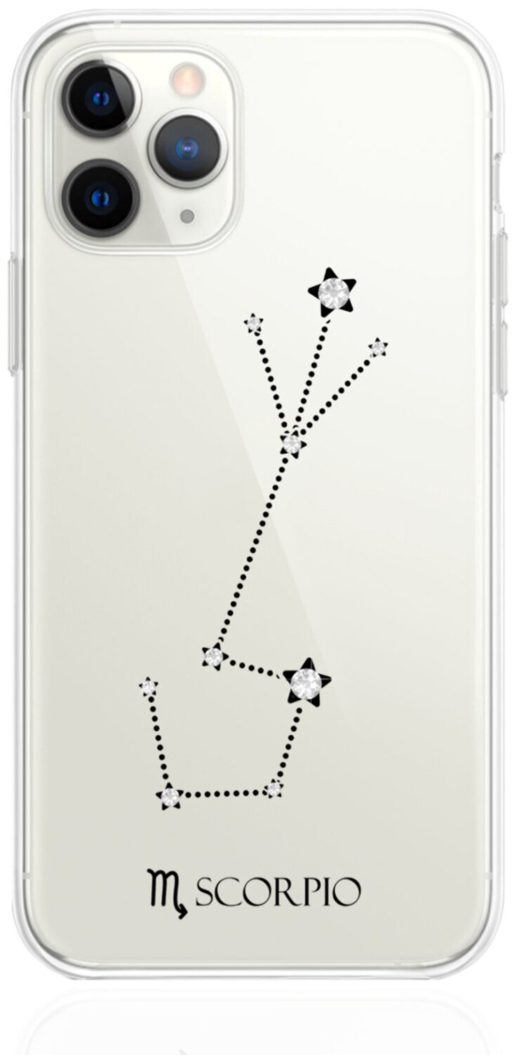 Прозрачный силиконовый чехол с кристаллами Lux для iPhone 11 Pro Знак зодиака Скорпион Scorpio для Айфон 11 Про