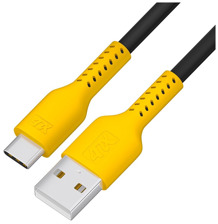 Кабель USB TypeC для зарядки и передачи данных (4PH-UC12) черный; желтый 1.0м