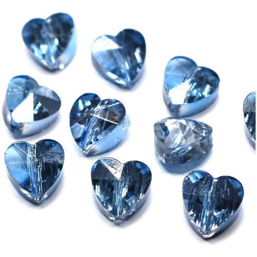 Бусины стеклянные 8х8 мм сердца, граненые, 15 шт