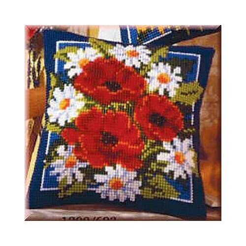 фото Набор для вышивания vervaco 1200 подушка pn-0008615 (693) маки и ромашки 1 шт.