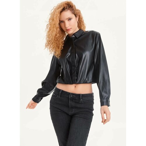 Женская рубашка DKNY Faux-Leather Cropped