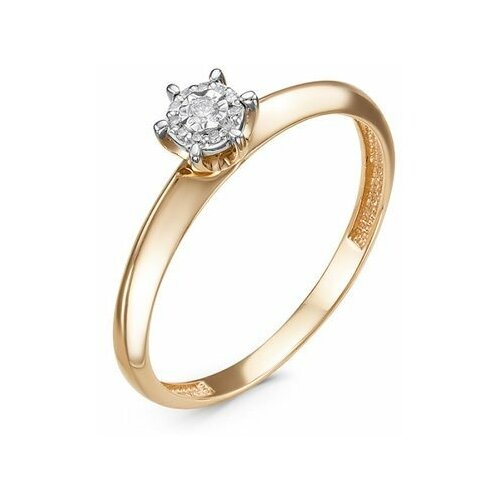Кольцо Del'ta, красное золото, 585 проба, бриллиант, размер 19 кольцо из золота с бриллиантом 11 01440 1000 размер 17 мм