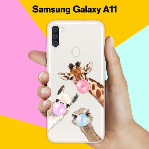 Силиконовый чехол Лама, жираф и страус на Samsung Galaxy A11