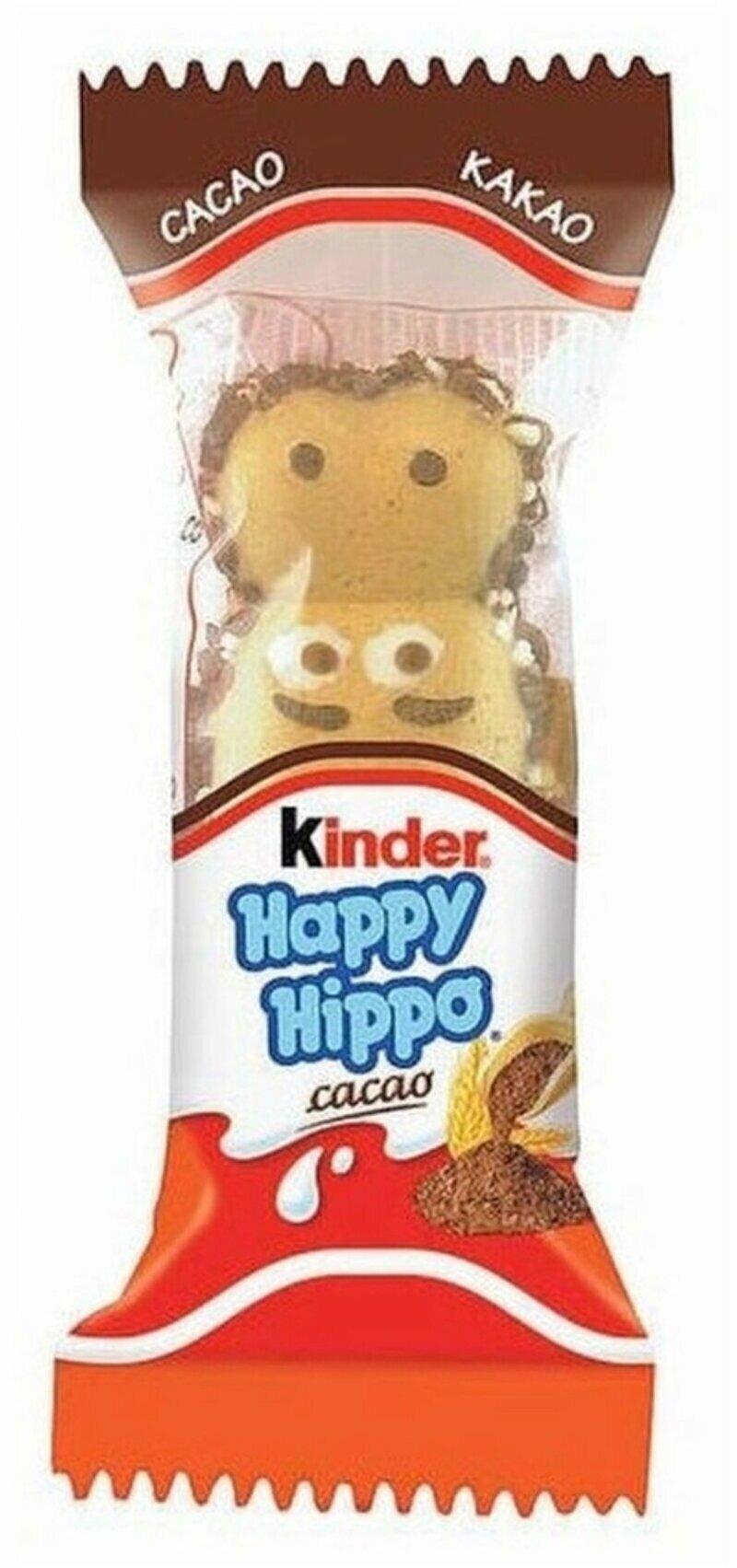 Шоколадно молочное печенье Kinder Happy Hippo Cacao, Киндер Хеппи Хиппо со вкусом какао (Германия), 104 г