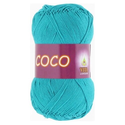 Пряжа хлопковая Vita Cotton Coco (Вита Коко) - 1 моток, 4315 темно-зеленая бирюза, 100% мерсеризованный хлопок 240м/50г