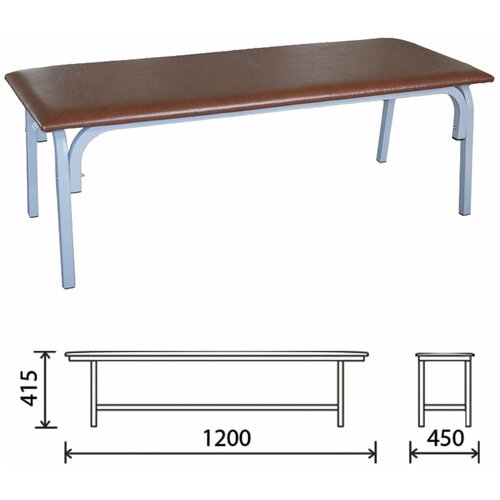 Банкетка без спинки Астрид, 1200x450x415 мм, серый каркас, кожзам коричневый шт.