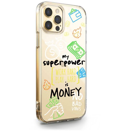 фото Прозрачный силиконовый чехол musthavecase для iphone 12/12 pro my superpower is money для айфон 12/12 про противоударный