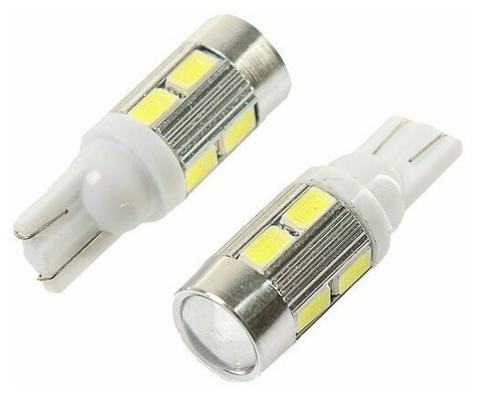 Автолампа светодиодная, T10 W5W, 12 В, 10 SMD-5630, набор 2 шт