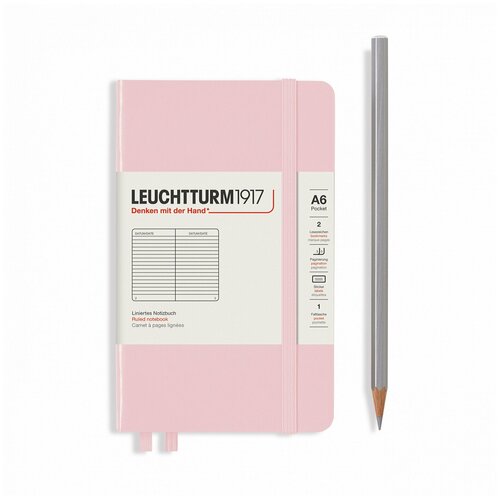 Записная книжка в линейку Leuchtturm A6 187 стр, твердая обложка розовая