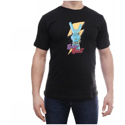 фото Футболка с принтом "rockin' rabbit", цвет черный, р. 52 ультрамарин