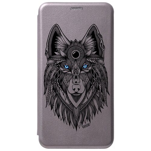 фото Чехол-книжка book art jack для samsung galaxy a71 с принтом "grand wolf" серый gosso