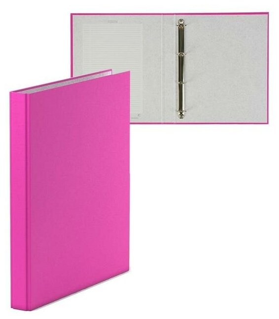 ErichKrause Папка на 4 кольцах А4, ErichKrause Neon, 35 мм, 1750 мкм, ламинированная, твердая обложка, розовая