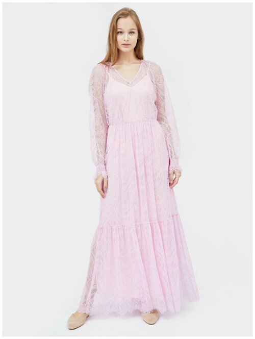 Платье Twinset Milano, повседневное, прямой силуэт, макси, размер 46 EU, розовый