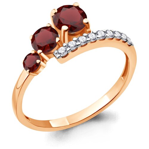 фото Кольцо из золочёного серебра aquamarine а6928703а-п с фианитом и гранатом diamant-online