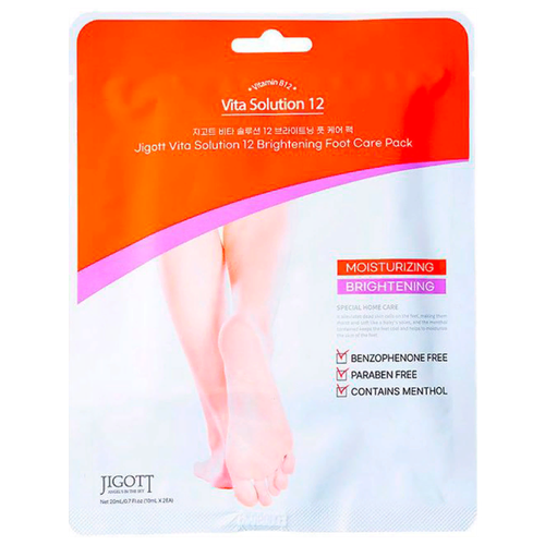 Jigott Маска для ног носки увлажняющая / Vita Solution 12 Brightening Foot Care Pack 1 шт.*20 мл