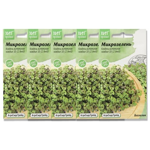 Набор семян Микрозелень Базилик для проращивания АСТ - 5 уп. микрозелень базилик зеленый застольный 5 гр цв п
