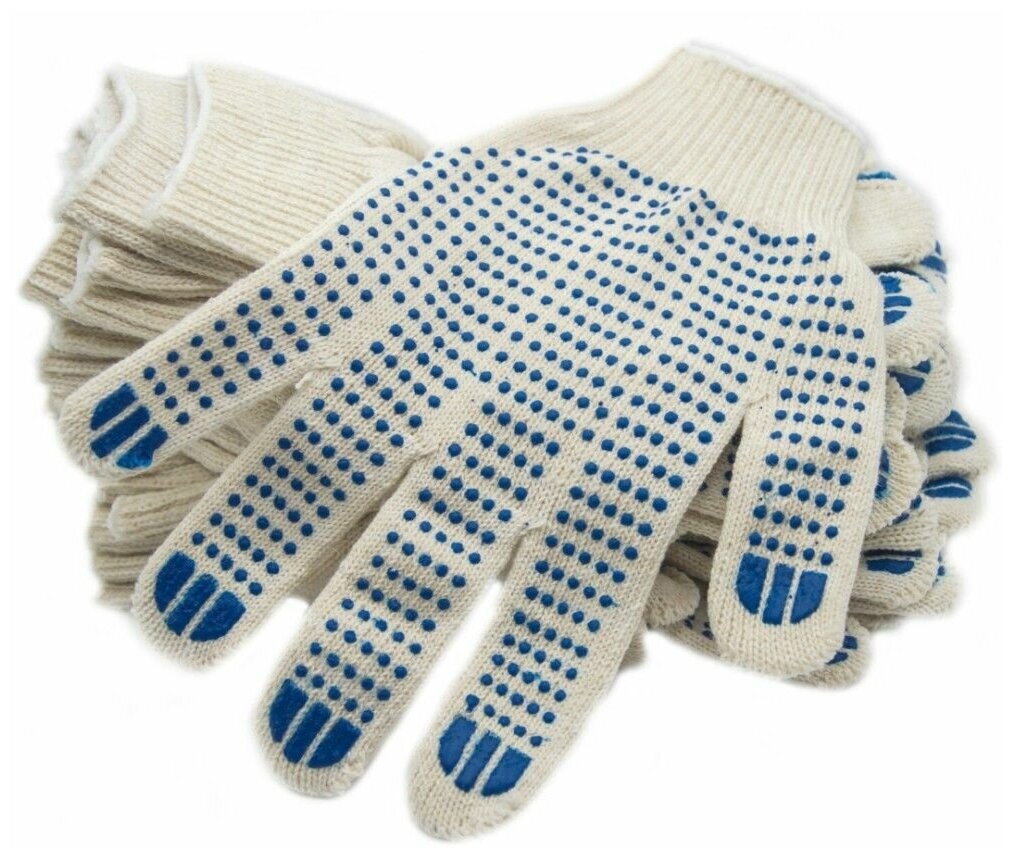 фото Перчатки (gloves) ХБ 10кл. 5 ниток с ПВХ покрытием черные (10 пар) / PPE-008