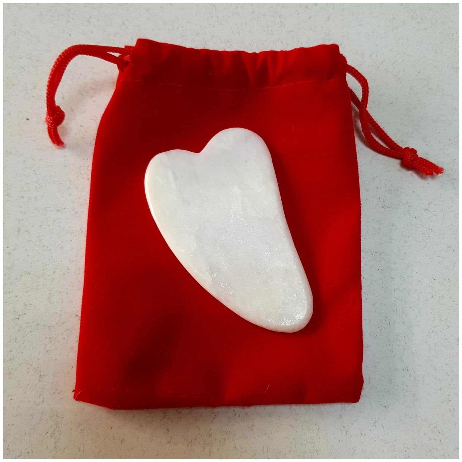 фото Скребок- Гуаша MassX натуральный камень белый агат