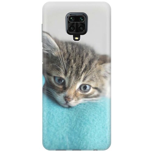 фото Ультратонкий силиконовый чехол-накладка для xiaomi redmi note 9s / note 9 pro с принтом "котенок на пледе" gosso