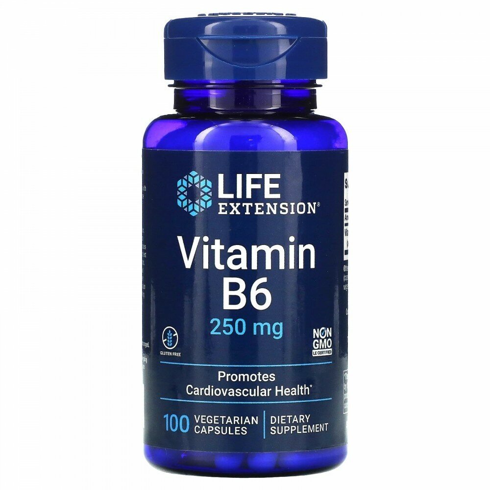 Капсулы Life Extension Vitamin B6, 70 г, 250 мг, 100 шт.