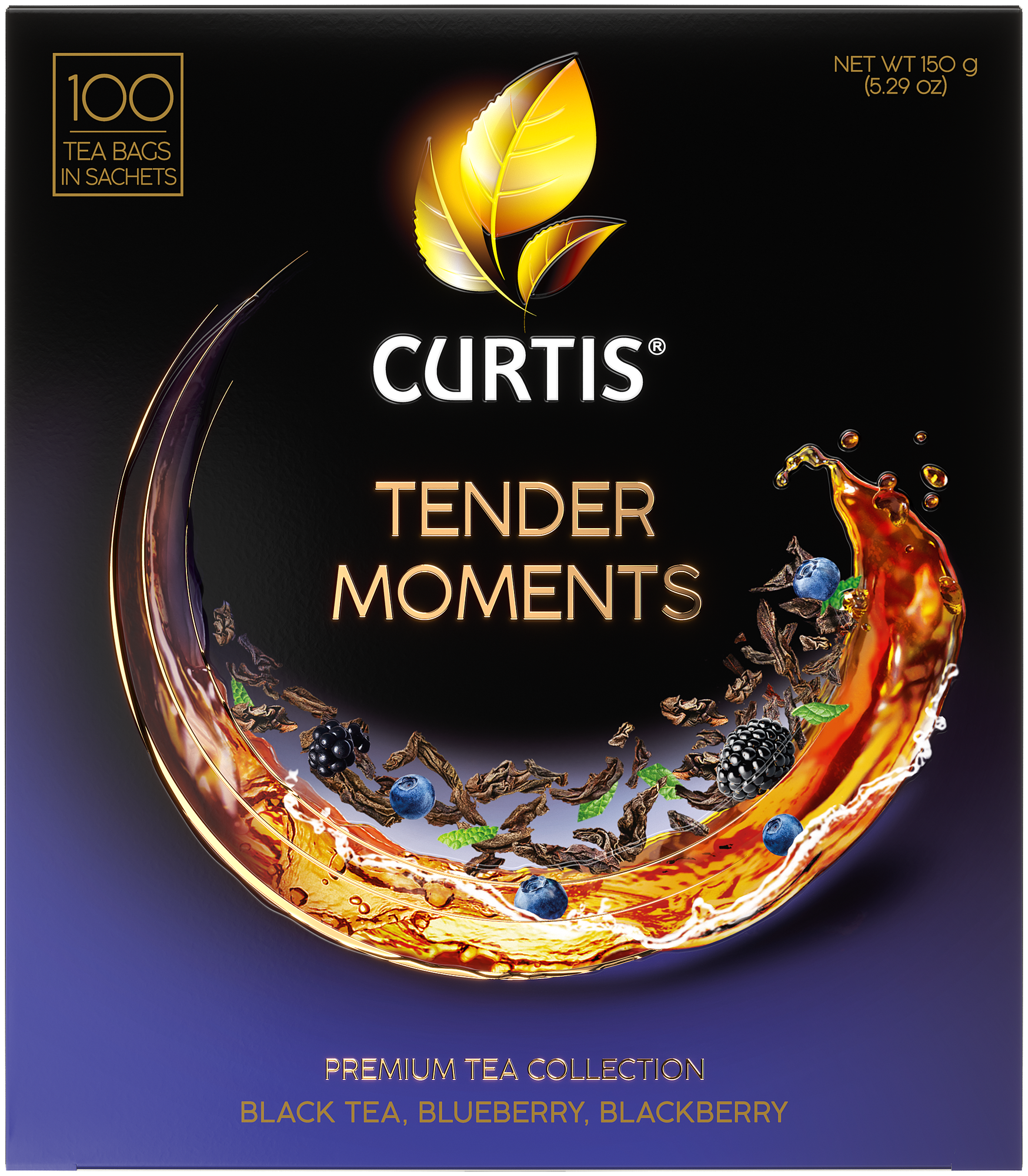 Чай черный в пакетиках CURTIS "Tender Moments" 100 пакетиков c черникой ежевикой и мятой мелколистовой