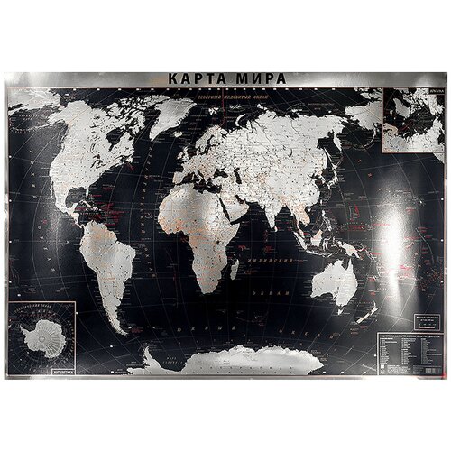 Интерьерная карта Мира (политическая) (SILVER). интерьерная карта мира политическая gold