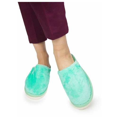 фото Тапочки smile of milady бирюзовые с коричневой стелькой а-70 в22-021-19 зак. 38\39