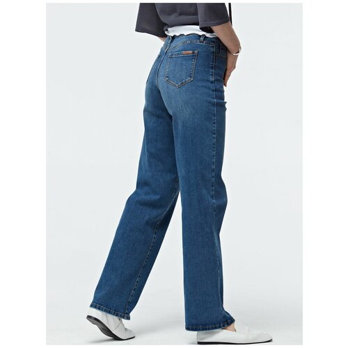 Джинсы широкие KRAPIVA, размер 32, синий джинсы широкие krapiva трапеция средняя посадка стрейч размер 32 32 синий