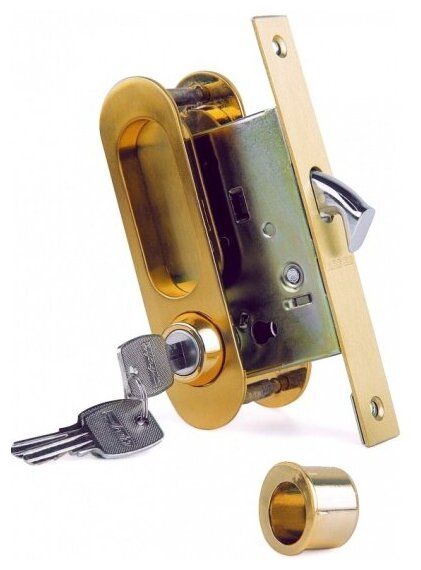 Ручки для раздвижных дверей с замком Archie А-К 01/02-V1HH бел. никель, защелка, фиксатор, ключ