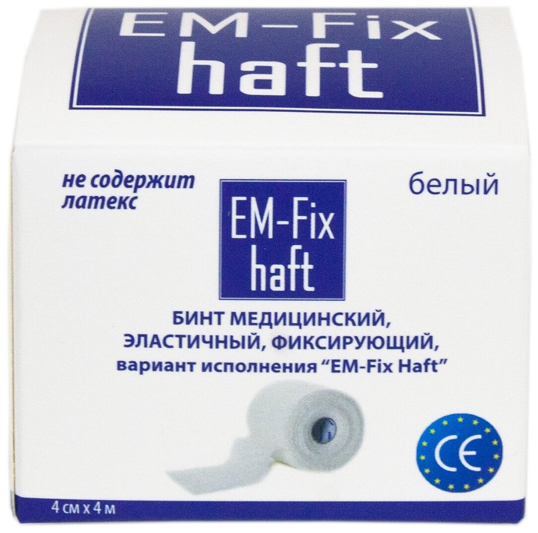 EM-Fix Haft / ЭМ-Фикс Хафт - самофиксирующийся бинт, 4 см x 4 м, белый