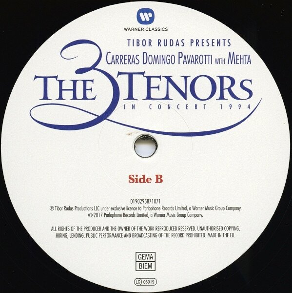 The Three Tenors in Concert 1994 Виниловая пластинка Warner Music - фото №3