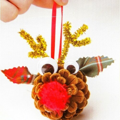 Набор для создания подвесной ёлочной игрушки из шишек «Оленята», набор 4 шт. милые оленята