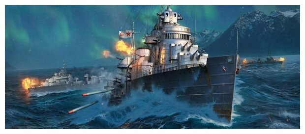 Постер на холсте Морской бой World of Warships №5 142см. x 60см ...