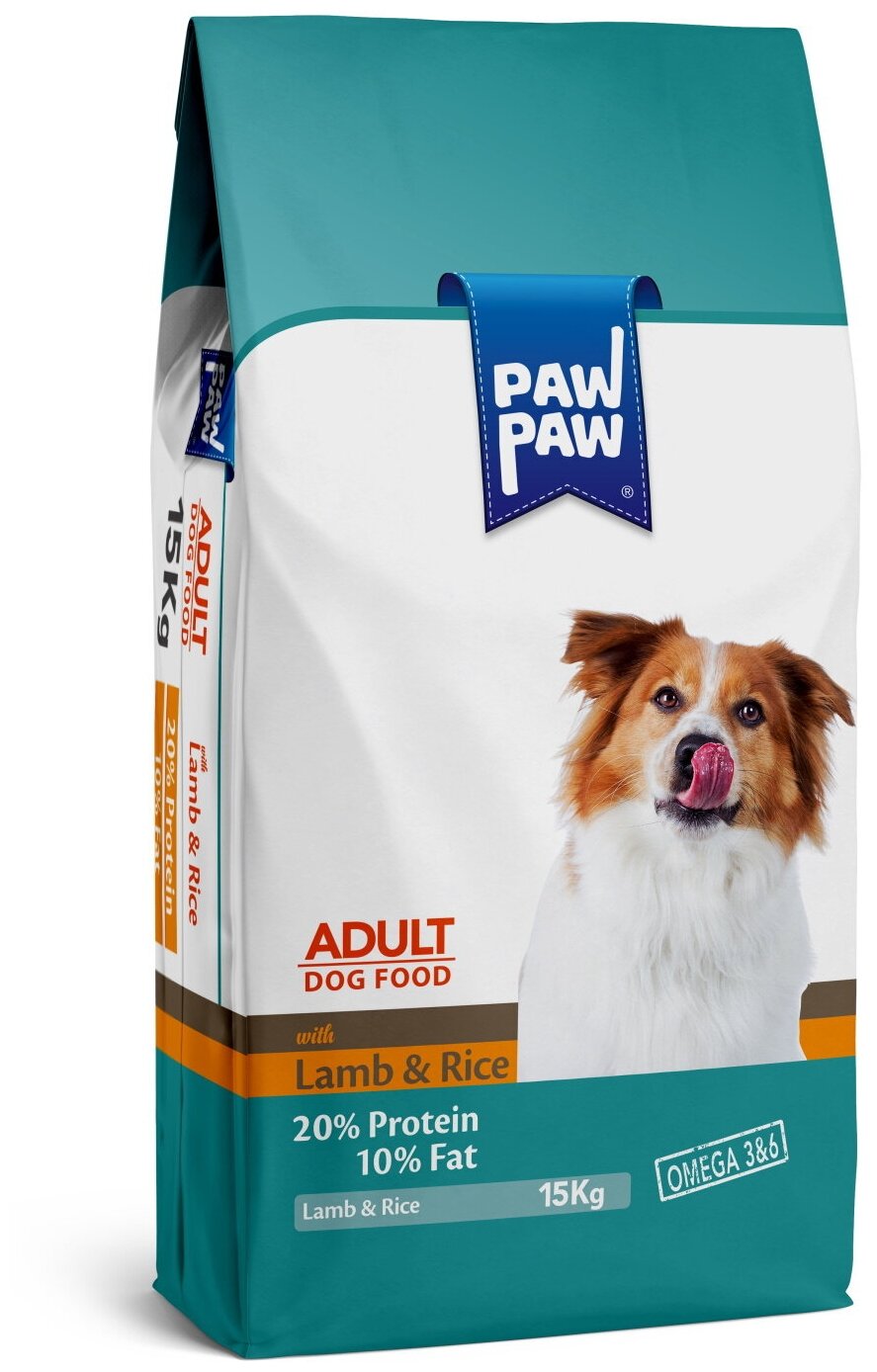 Pawpaw Adult Dog Food with Lamb & Rice 15 кг сухой корм для собак с ягненком и рисом