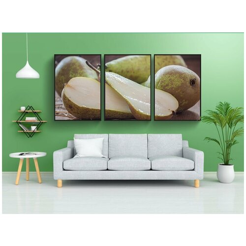 фото Набор модулных постеров для интерьера "груши, разрезать, вдвое" 60x90 см. в тубусе, без рамки lotsprints