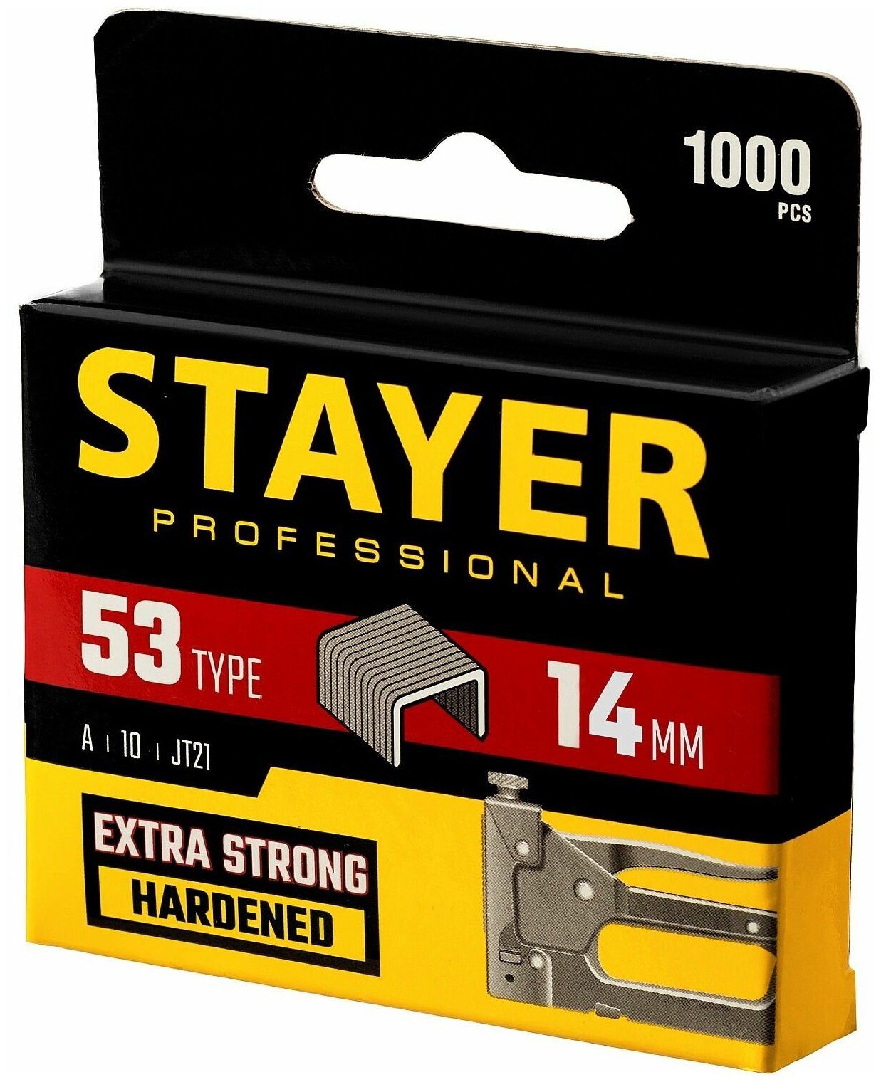 STAYER тип 53 (A/10/JT21) 14 мм, 1000 шт, калибр 23GA, скобы для степлера (3159-14)
