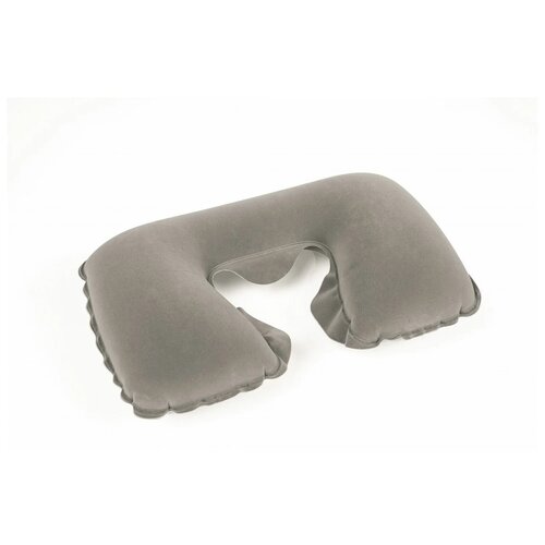 фото Подушка надувная для шеи флокированная bestway 67006 (46х28х10см) серый
