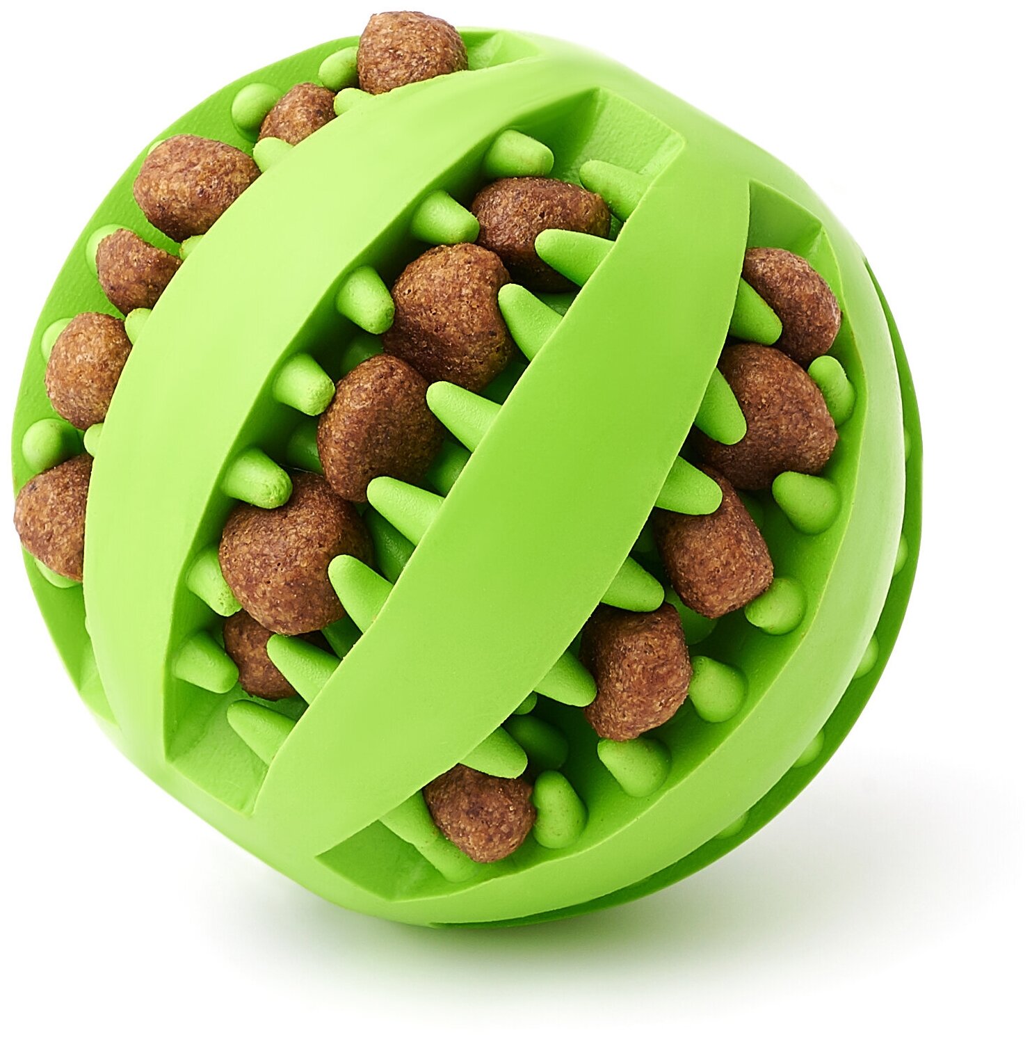 Игрушка мяч для собак резиновый неубиваемый "Чистые Клыки", "Играй Гуляй", со вкусом мяты, цвет: зелёный, диаметр 5 см