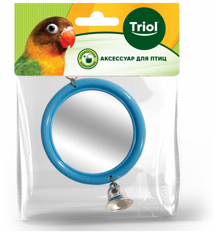 Игрушка для птиц Triol Зеркало с колокольчиком 120*d60 мм