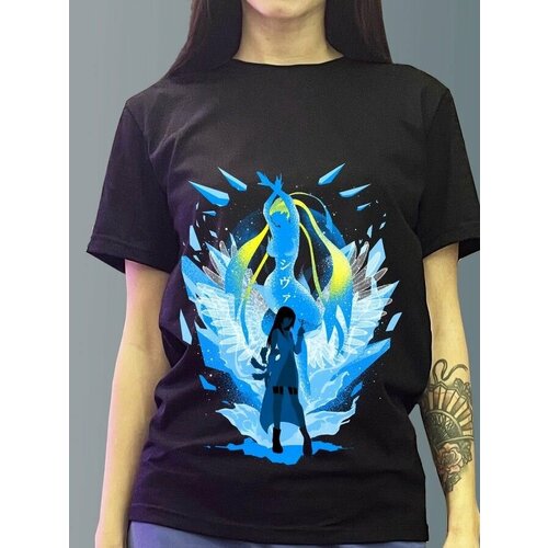 фото Футболка женская черная из хлопка с dtf принтом игры final fantasy файнал фэнтези ff ноктис люцис кэлум юна - 40107 будь на стиле