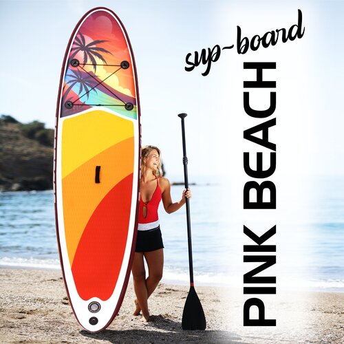 фото Sup-доска для плавания pink beach, 320*80*15 см + 4 аксессуара, до 150 кг sportage