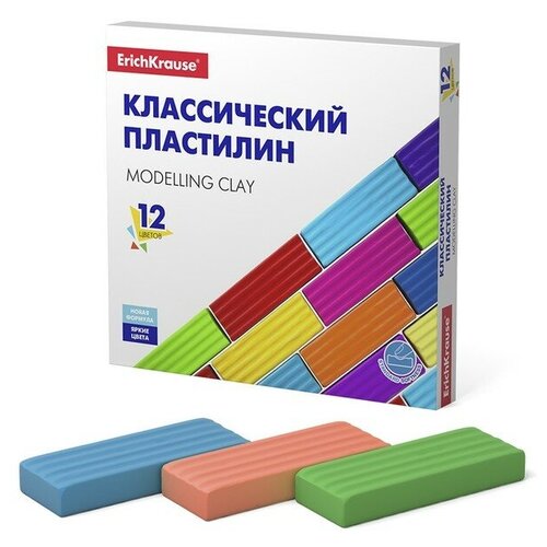 Пластилин 12 цветов, 192 г, ErichKrause, в картонной упаковке