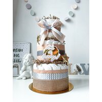 Дизайнерский торт из подгузников для новорожденного мальчика или девочки, бежевый