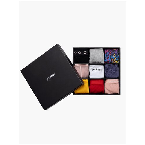 фото Трусы popkees, 9 шт., размер 46 (m), желтый, красный, мультиколор, серый, фиолетовый, белый