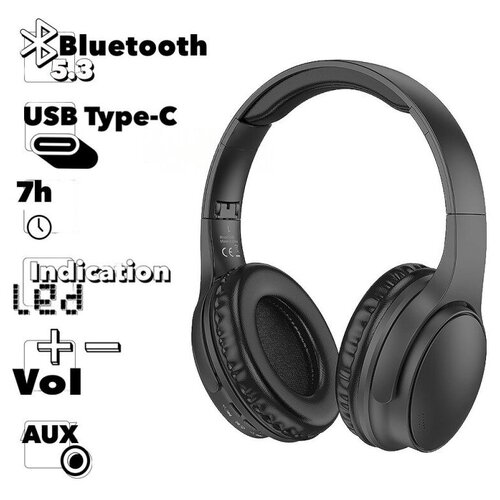 kotelok kalitva shtampovannyj 10 0l Bluetooth гарнитура HOCO W40 Mighty BT5.3, AUX/microSD/Type-C, накладная (черный)