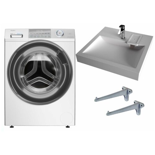 Стиральная машина с паром Haier HW70-BP12959B с раковиной Solo Jazz 50 над стиральной машиной 6055000₽
