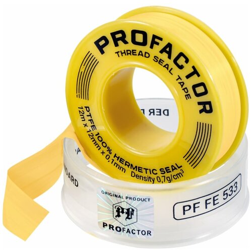 ФУМ лента PROFACTOR PF Professional желтая Ф55мм 12мм х 0,1мм х 12м PF FE 533 pf fe 530 фум лента profactor pf fe 530 для воды