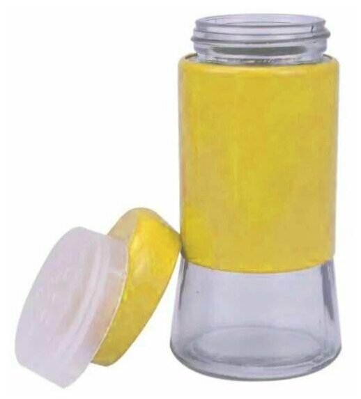 Солонка, перечница, емкость для соли и специй с крышкой, 11 см, желтый - фотография № 2
