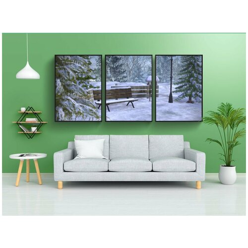 фото Набор модулных постеров для интерьера "зима, снег, сезон" 60x90 см. в тубусе, без рамки lotsprints